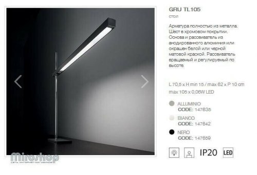 Настільна лампа Ideal Lux GRU TL105 NERO (147659) (93950)
