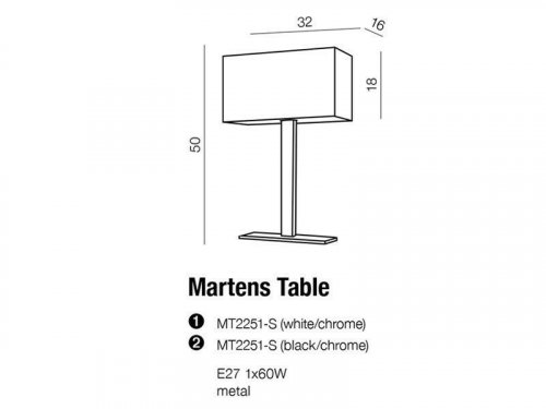 Настільна лампа Azzardo AZ1527 Martens table (white) (MT2251-S-WH) (15914)