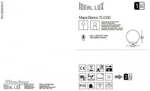 Настільна лампа Ideal Lux MAPA BIANCO TL1 D30 (009131) (48650)