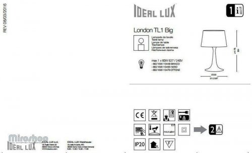 Настільна лампа Ideal Lux LONDON TL1 BIG NERO (110455) (88008) 