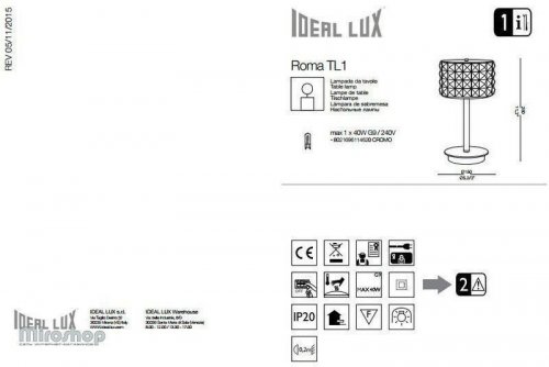 Настільна лампа Ideal Lux ROMA TL1 (114620) (88020)
