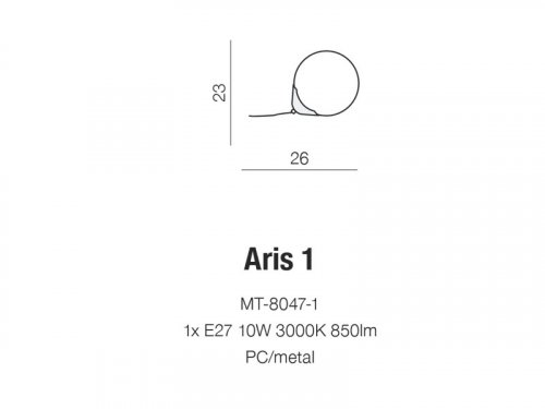 Настольная лампа Azzardo AZ2054 Aris 1 (white) (MT-8047-1)