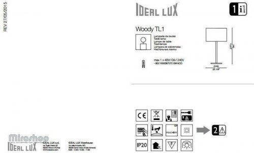 Настільна лампа Ideal Lux WOODY TL1 BIANCO (143187) (93971)