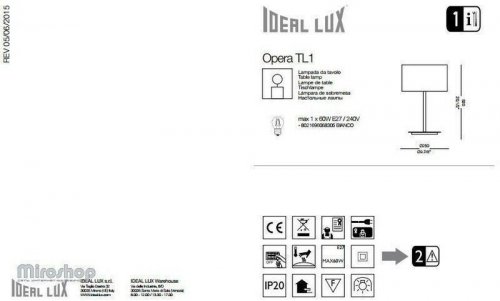 Настольная лампа Ideal Lux OPERA TL1 BIANCO (068305) (56343)