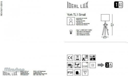Настільна лампа Ideal Lux YORK TL1 SMALL NERO (121413) 