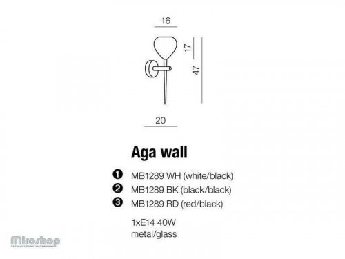 Бра Azzardo AZ1074 Aga wall (black/black) (MB1289-BK-BK) (15545)