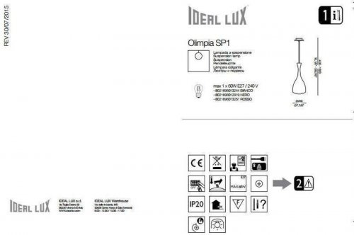Светильник подвесной Ideal Lux OLIMPIA SP1 BIANCO (013244) (41778)