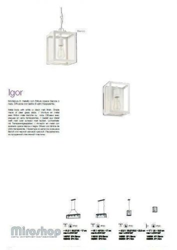 Подвесной светильник Ideal Lux IGOR SP3 NERO (092881)