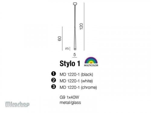 Подвесной светильник Azzardo AZ0116 Stylo 1 (black) (MD1220-1-BK) (15406)