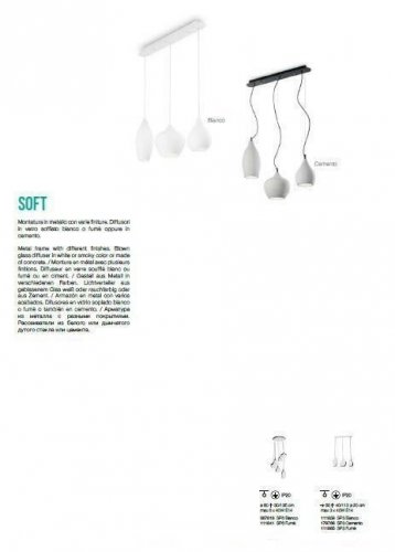 Підвісний світильник Ideal Lux SOFT SP3 CEMENTO (179766) (13142)