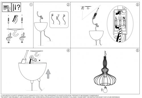 Підвісний світильник Ideal Lux CLARISSA SP1 BIANCO (220604) (23004) 