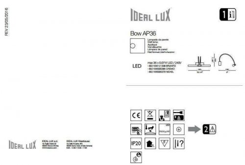 Подсветка для картин Ideal Lux BOW AP36 NICKEL (005379) (48302)
