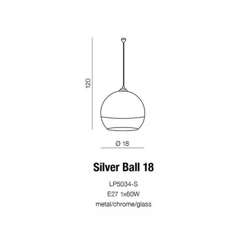 Подвесной светильник Azzardo AZ0731 Silver ball 18 (LP5034-S) (16010)