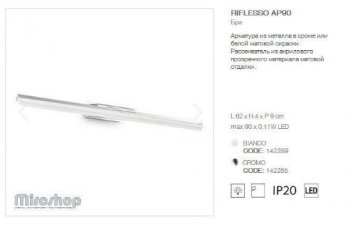 Настінний світильник Ideal Lux RIFLESSO AP90 CROMO (142265) (96735)