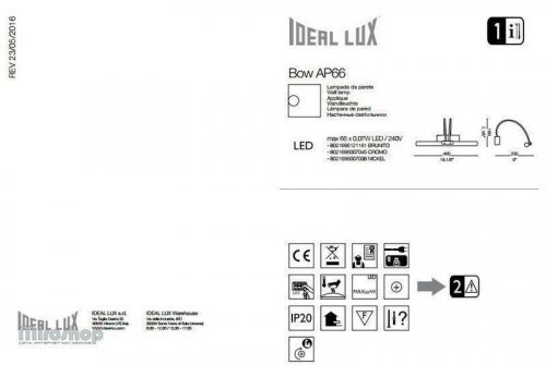 Настінний світильник Ideal Lux BOW AP66 BIANCO (137605) (96730)
