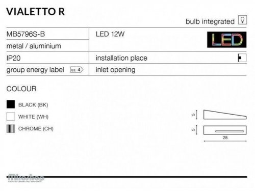 Бра Azzardo AZ0576 Vialetto R (black) (MB5798-R-BK) (76189) 