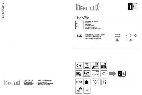 Настінний світильник Ideal Lux LINE AP84 BIANCO (118987) (88034)