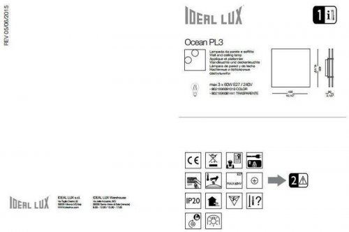 Стельовий світильник Ideal Lux OCEAN PL3 TRASPARENTE (081441) (67542)