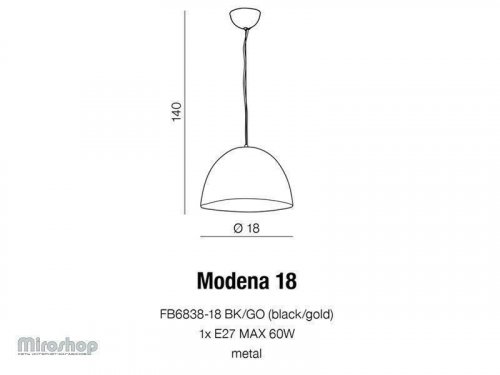 Підвісний світильник Azzardo AZ1393 Modena 18 (black/gold) (FB6838-18-BK-GO) (23817) 