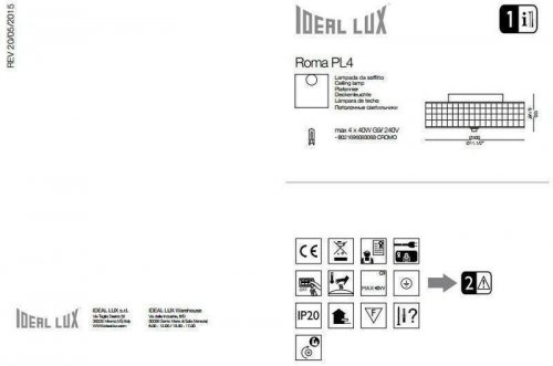 Потолочный светильник Ideal Lux ROMA PL4 (093093) (81364)