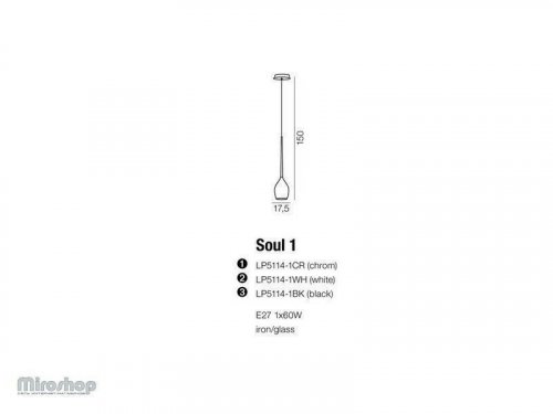 Підвісний світильник Azzardo AZ0273 Soul 1 (black) (LP5114-1-BK) (23769)