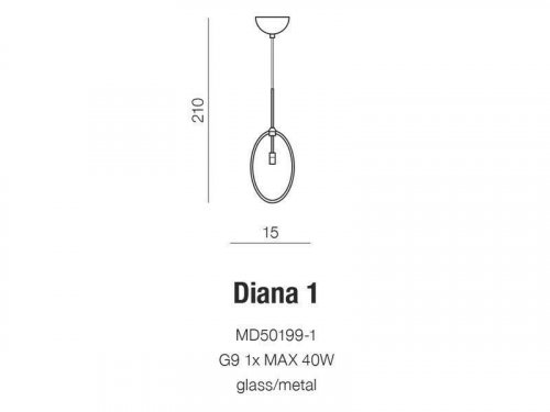 Подвесной светильник Azzardo AZ2150 Diana 1 (MD50199-1) (15333)
