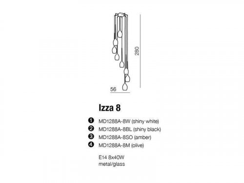 Подвесной светильник Azzardo AZ0159 Izza 8 (shiny black) (MD1288A-8-SBK) (15349)