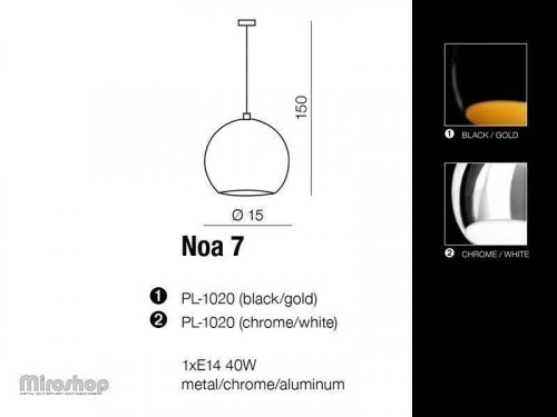 Подвесной светильник Azzardo AZ1033 Noa 1 (black/gold) (PL-1020-BK-GO)
