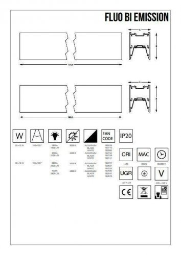 Потолочный светильник Ideal Lux FLUO BI-EMISSION 1800 3000K ALLUMINIUM (192727)
