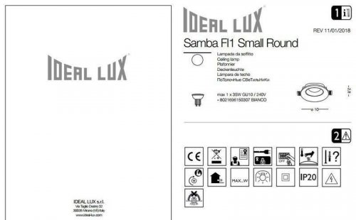 Точковий світильник Ideal Lux SAMBA FI1 ROUND SMALL (150307) (13214)