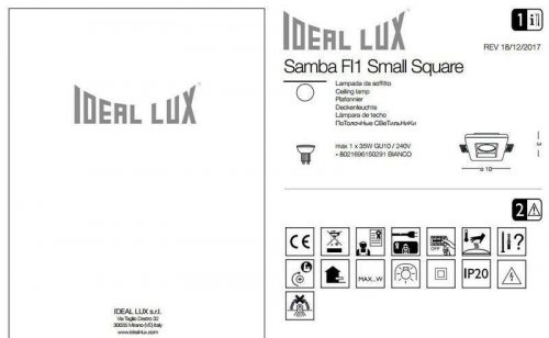 Точковий світильник Ideal Lux SAMBA FI1 SQUARE SMALL (150291) (13279)