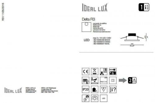 Точковий світильник Ideal Lux DELTA FI3 BIANCO (062396)