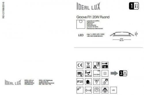 Точковий світильник Ideal Lux GROOVE FI1 20W ROUND (123998) (94255)