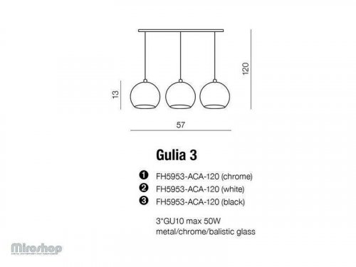 Подвесной светильник Azzardo AZ0637 Gulia 3 (chrome) (FH5953-ACA-120-CH) (15283)