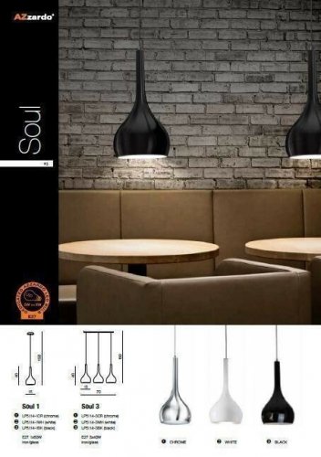 Підвісний світильник Azzardo AZ0276 Soul 3 (black) (LP5114-3-BK) (23742)