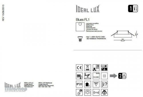 Точковий світильник Ideal Lux BLUES FI1 ROUND BIANCO (113999) (94244)