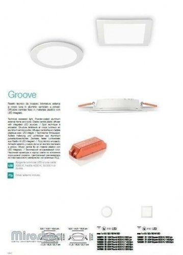 Точковий світильник Ideal Lux GROOVE FI1 20W SQUARE 3000K (124001) (94257)
