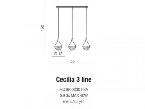 Подвесной светильник Azzardo AZ2173 Cecilia 3 line (MD16002001-3A-BK) (15553)