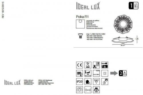 Точковий світильник Ideal Lux POLKA FI1 OTTONE (115610) (94271)