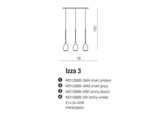 Підвісний світильник Azzardo AZ2321 Izza 3 (shiny black) (MD1288B-3-SBK)
