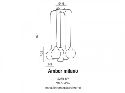 Підвісний світильник Azzardo AZ0722 Amber Milano (chrome) (2285-5P-CH) (15873)