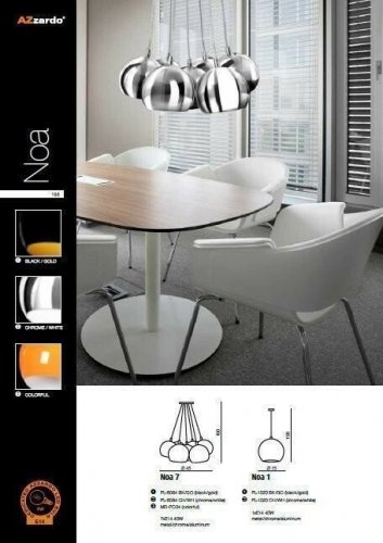 Підвісний світильник Azzardo AZ1043 Noa 7 (chrome/white) (PL-6084-CH-WH) (15830)