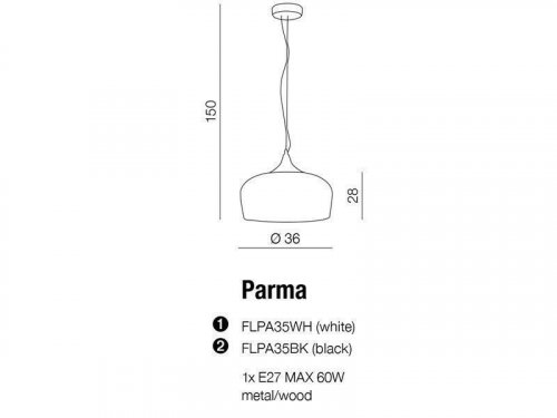 Підвісний світильник Azzardo AZ1330 Parma (white) (FLPA35-WH) (15896)
