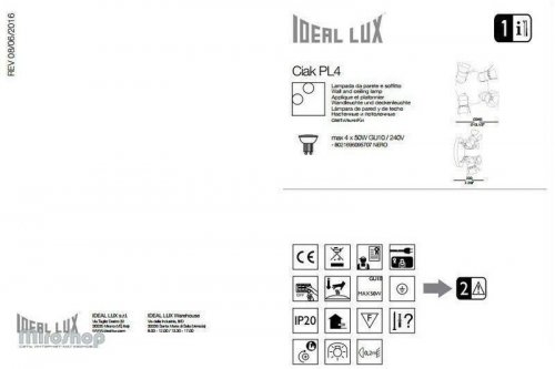 Спот Ideal Lux CIAK PL4 NERO (095707)