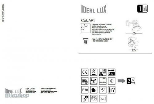 Спот Ideal Lux CIAK AP1 NERO (095653)