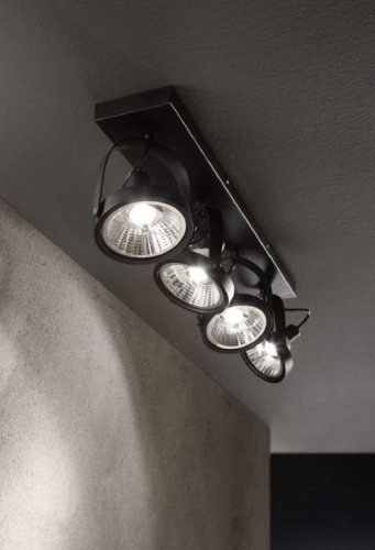 Спот  Ideal  Lux  GLIM  PL4  NERO  (200255)  (23251)