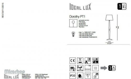Торшер Ideal Lux DOROTHY PT1 TRASPARENTE (035369) (48413)