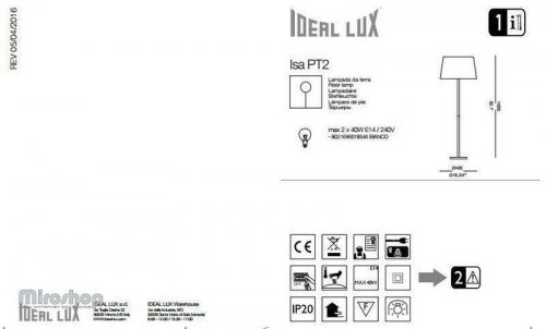 Торшер Ideal Lux ISA PT2 (018546) (81244)