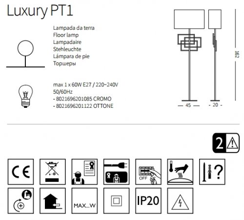 Торшер Ideal Lux LUXURY PT1 OTTONE (201122) (22974)