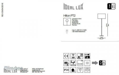 Торшер Ideal Lux HILTON PT2 (075488)